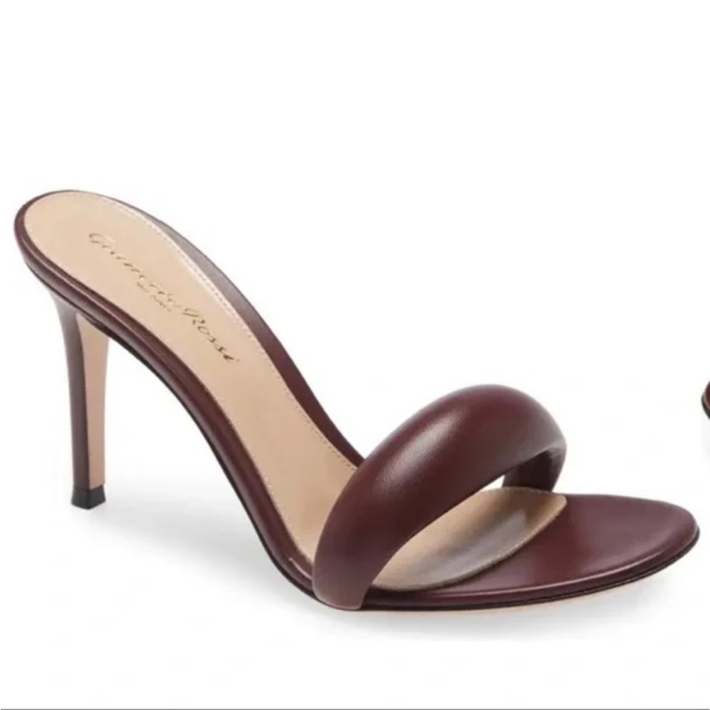 Gianvito Rossi Burgundy Open-Toe Leather Slide Sandals
